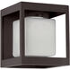Square Box LED Statuary Bronze Outdoor Sconce in Opal with Hammered Texture, Square Box